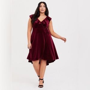 Maroon Velvet Wrap Dress